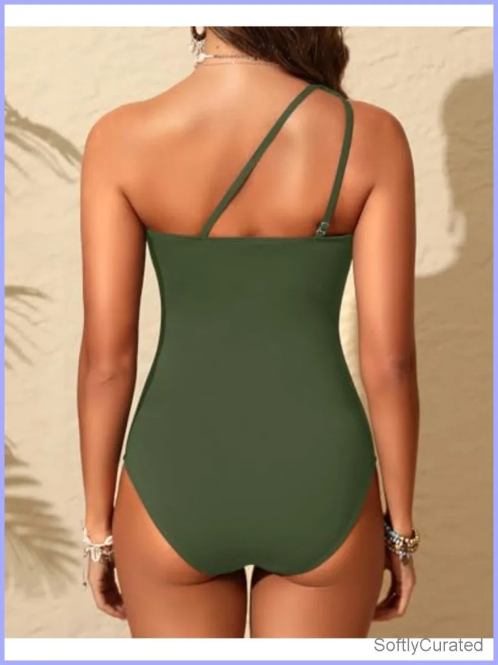 One Shoulder Tummy Control One Piece Swimsuit Mesh Cut Out Bathing Suit